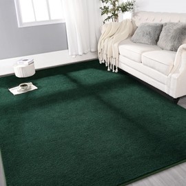 Gifeas Large Ultra Soft Modern Area Rugs for Living Room Bedroom, 5x8 Feet Deep Green Thickened Memory Foam Indoor Solid Minimalist Carpets, Non-Slip Comfy Rug for Boys Girls Nursery Room Home Decor