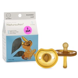 Natursutten - Chupetes de goma natural - Chupete seguro y suave sin BPA para bebés lactantes, fabricado en Italia, pezón redondo con escudo de mariposa, recién nacido de 0 a 6 meses