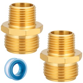 YELUN Garden Hose Adapter Fittings Solid brass Connectors Hose conversion pipe connection 3/4" GHT Male to 1/2" NPT Male (2 Pcs)