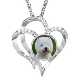 PJ4U Westie Dog Pet Family Heart Shaped Silver Colour Necklace And Diamante Pendant And Gift Box
