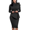 Women's Fashion Peplum Bodycon Long Sleeve Work Dresses Bow Club