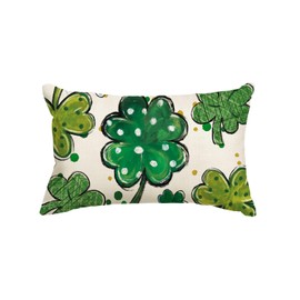 AVOIN colorlife St Patricks Day Lucky Clover Polka Dot Throw Pillow Cover, 12 x 20 Inch Shamrock Cushion Case Decoration for Sofa Couch, Green