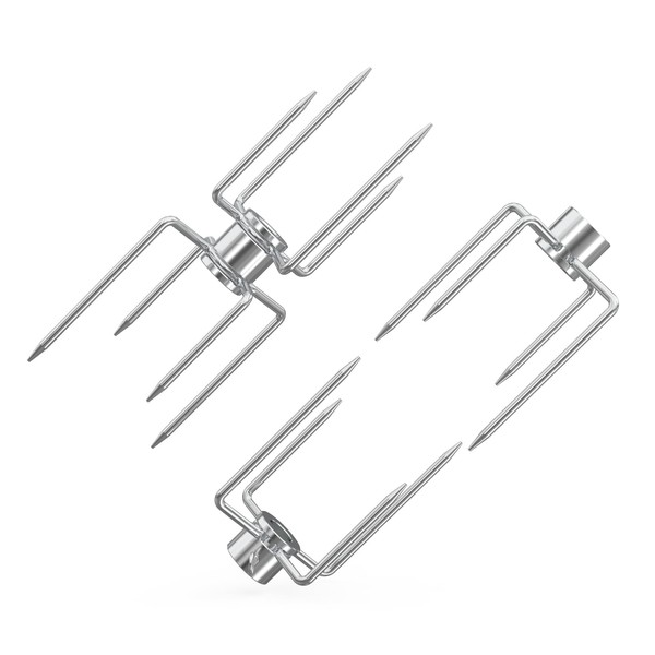 onlyfire Double Ended 8-Prong Rotisserie Fork + 4-Prong Meat Forks