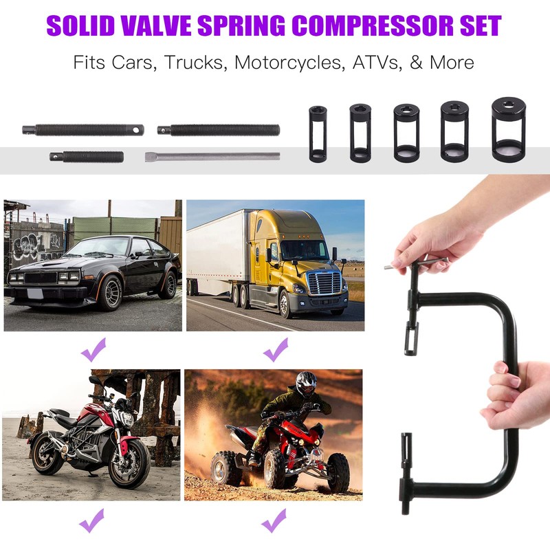 Swpeet 13Pcs Black Valve Spring Compressor Tools Assortment Kit, Including