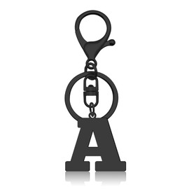 Letter A Initial KeyChain for Women Teen Girl A-Z Key Chain with Key Ring for Purses Backpack Handbags Car Key Black Letter Initial Gift for Best Friends Girlfriends Mother Day Present for Mom