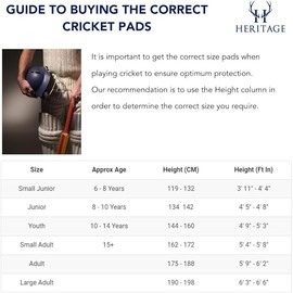 HERITAGE Academy Club Cricket Arm Pad & Thigh Guard Set | Cricket Padded Protection Leg Pads Men Junior Adult Large