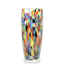 Cá d'Oro Murano-Style Colored Glass Vase Confetti Effect Hand Blown Art Glass Crystal for Flower, Room Decoration and Centerpiece - Model AD3