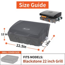 Cover for Blackstone 22 inch Griddle Water Resistant 600D Polyester Heavy Duty Flat top 22" Gas Grill Cover Exclusively Fits Blackstone 22" Griddle Cooking Station-22in with Hood Cover