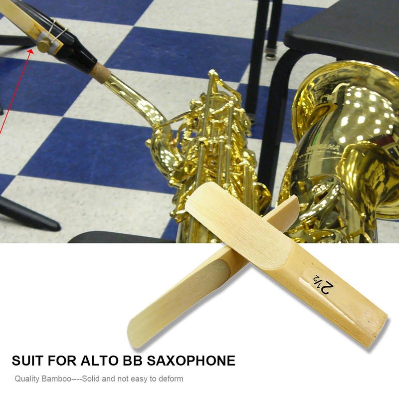 LADE 10Pcs Bamboo Reeds Strength 2.5 for Alto bB Sax