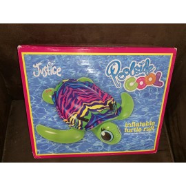 JUSTICE TURTLE GIANT INFLATABLE RAFT POOLSIDE COOL 70” X 69” RAINBOW RIDE ON FUN