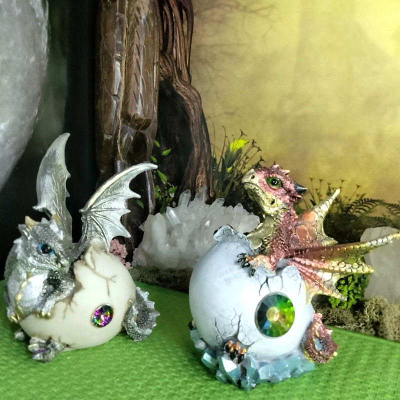 Purple Baby Dragon Hatching from an Egg Collectible Figurine H