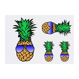 Azeeda 4 x 'Coole Ananas' Temporäre Tattoos - Wasserfest, Hautfreundlich & Ungiftig · Transfers in Verschiedenen Größen (TO00043931)