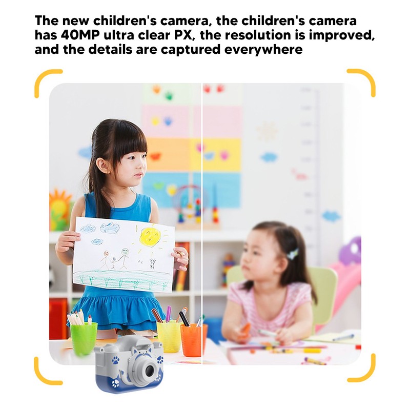 Kids Camera Small Portable Blue Children's Cute Cartoon Fox Shape
