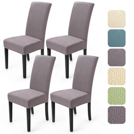 BalladHome Chair Covers, Set of 4, Stretch Chair Covers, Modern Twill Jacquard Chair Cover, Dining Room Chairs, Chair Cover, Removable, Washable Chair Covers for Dining Room, Kitchen, Hotel (Dark
