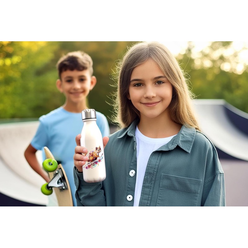 MAXIKIWI - Einwandige Wasserflasche mit Schraubverschluss, nicht isoliert, leichtes Aluminium,