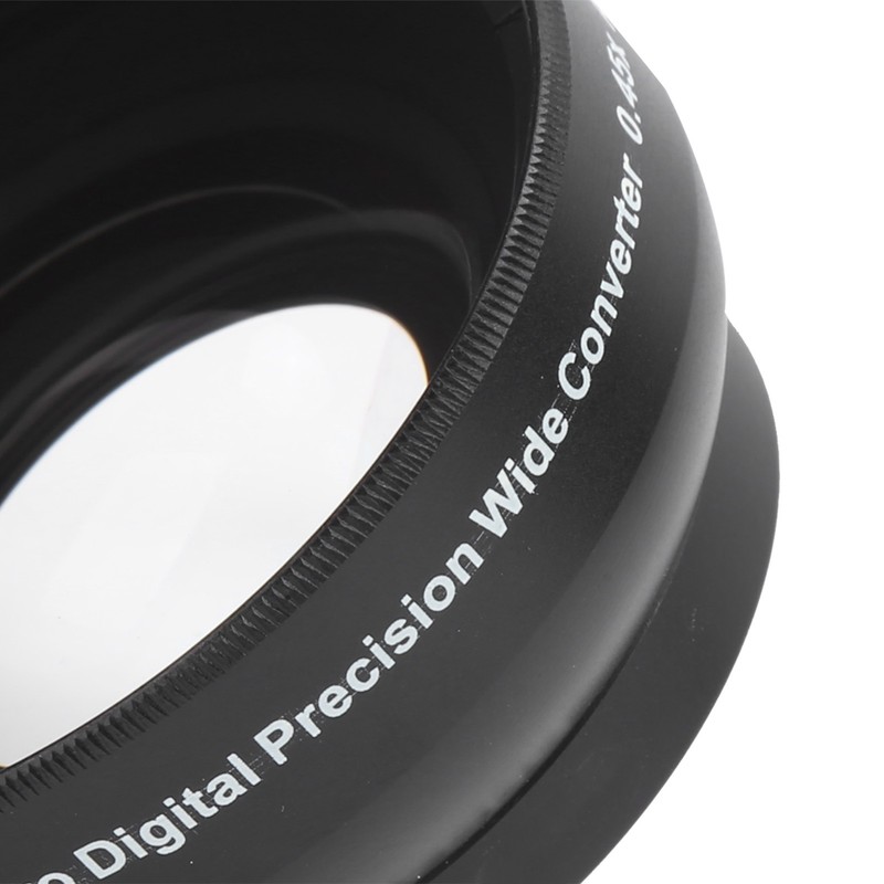Optical Glass 0.45x WideAngle Black Additional Lens for 49mm Camera