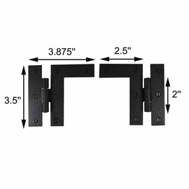Renovators Supply Manufacturing Black Cabinet Hinges 3.5 in HL Hinge Pair Left and Right Wrought Iron Kitchen Cabinet Hinge with Hardware Pack of 3