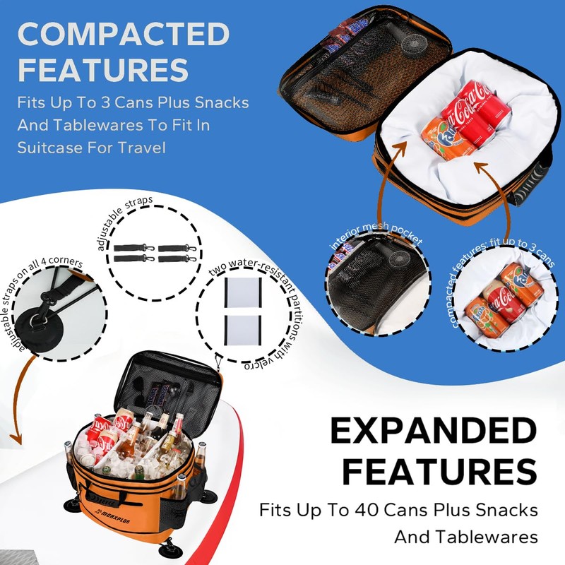 MORXPLOR Waterproof PVC Material Paddleboard Cooler Deck Bag,40 cans Sup