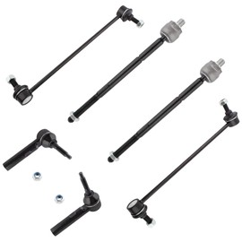 BOXI 6pcs Front Inner & Outer Tie Rods + Sway Bar Links for Chrysler Town & Country Voyager/for Dodge Caravan Grand Caravan 2001 2002 2003 2004 2005 2006 2007 | K7258 EV405 ES3537