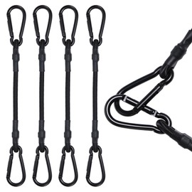LOOGI Bungee Cords with Carabiner – 4 Pack 24 Inch Heavy Duty Long Elastic Straps, Bungee Ropes with Hook for Bike Racks, Roof Racks, Luggage, Camping