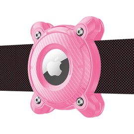 Mebeter Waterproof Pet Airtag Dog Collar Holder, Anti-lost Shock Resistant Mini Air Tag Holder Hard TPU Full Protection Airtag Dog Collar Case for Key,Backpack,Luggage,Cat,Dog Gps Tracker, Rose Red