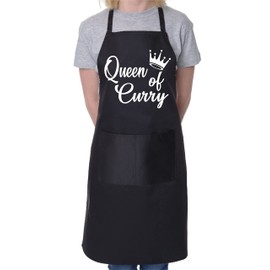Print4U Queen Of Curry Ladies Funny Slogan Novelty Cooking BBQ Apron Black