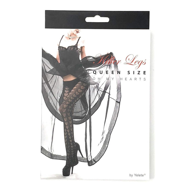 Killer Legs Oh My Hearts Black Fishnet Tights by Yelete