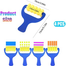 Drawing Sponge Roller Brush Roller,4Pcs Drawing Sponge Roller Paint Graffiti Foam Brush Roller Painting Brush,Drawing Roller Sponge Brush Roller,Sponge Drawing Roller Drawing Foam Roller Brush Sponge