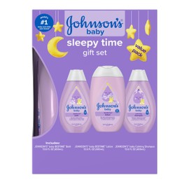Johnson's Baby Sleepy Time Gift Set with Calming Bedtime Bath Wash, Lotion & Shampoo, Baby Bedtime Essentials with Relaxing NaturalCalm Aromas, Hypoallergenic & Paraben-Free, 3 Items
