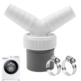 Washing Machine Waste Pipe Connector - Y Splitter Dishwasher Connector for 40 mm Outlet Pipe - Dual Input Diameter 0.75"-0.95" with Hose Clamp - Dishwasher & Washing Machine Drainage