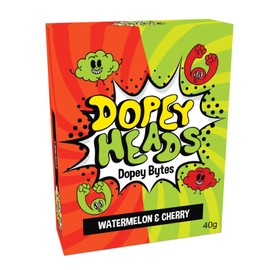 Dopey Heads | Dopey Bytes | HALAL | Watermelon & Cherry Bytes | Crunchy Bytes | Watermelon | Cherry | Tiny Candy | Pack of 3 | Weight 40g (1.41 oz) Each - Watermelon & Cherry