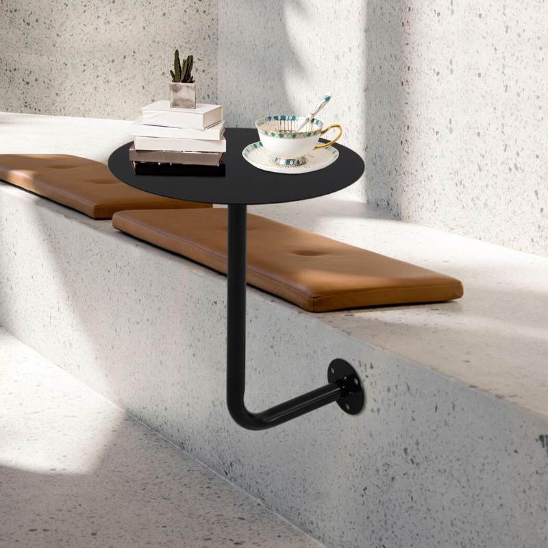ILWorkTLs 13.77In Wall Mounted Coffee Table,Round Bar Tables,Snack Desk,Iron Drink