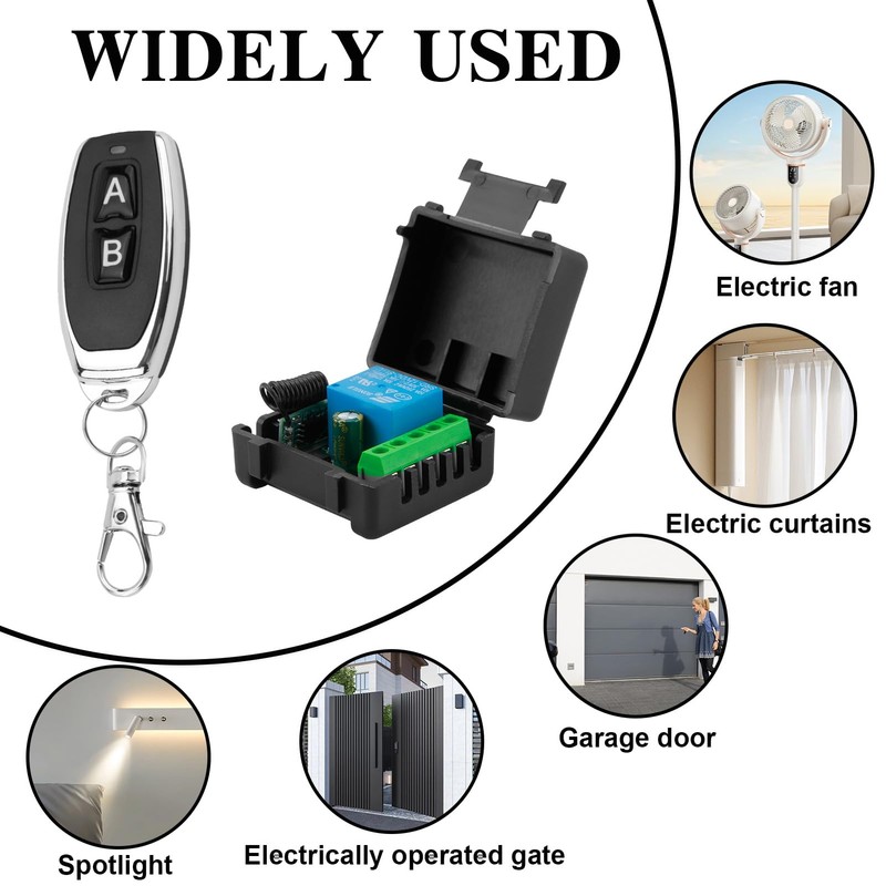 DC 12V Remote Control Switch 433Mhz, RF 10A Wireless Relay