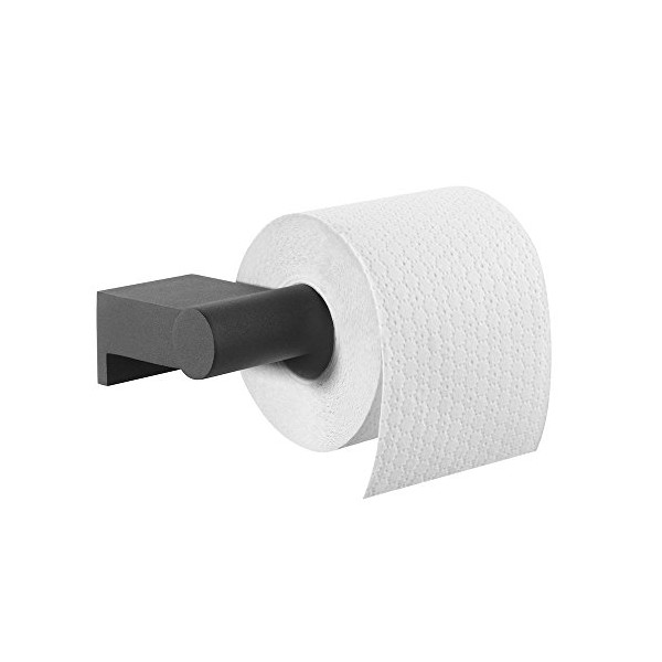 Tiger Bold Toilet Roll Holder, Stainless Steel, Black, 16.8 x 4.2 x 8.5 cm