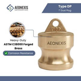 AEONEXIS 1" Camlock Fittings Type DP - Heavy-Duty Forged Brass ASTM C38000, Cam Lock Corrosion-Resistant Dust Plug for Water/Oil Flow Systems