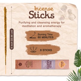 Sagrada Madre 8pcs Wildly Harvested Thick Palo Santo Incense Sticks (Copal), 9” Long - Non-Toxic, Aromatic Incense Sticks (1hr Burning Time) to Heal & Calm Your Body and Environment-Pack x 3