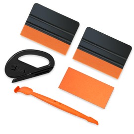 DIY Vinyl Wrap Tools, Kitchen Wrap, Wallpaper Smooth Tool, Countertop Wrap, Window Tint, Cabinet Wrap, Peel & Stick Install Tool, 2*Suede Squeegee, Magnetic Edge Sticker, Orange Black, 5 in 1
