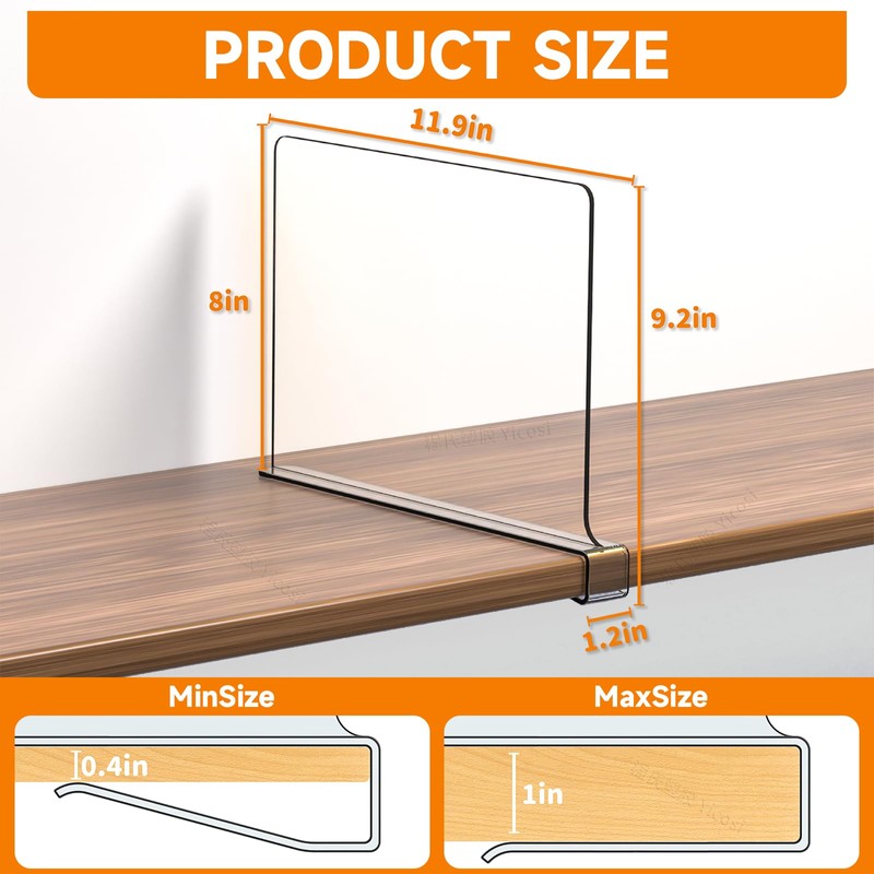 Cq acrylic Shelf Dividers for Closet Organization - 4 Pack