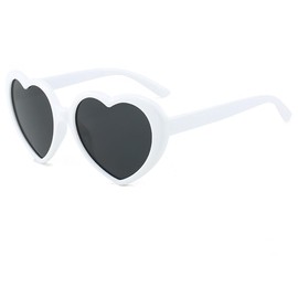 Armear Women Fashion Oversized Heart Sunglasses Lady Girl Retro Cute Love Shaped Large Plastic Eyeglasses White