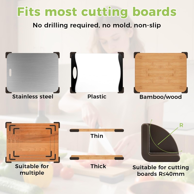 4 Pcs Silicone Non-Slip Cutting Board Feet, Shock-Absorbent Cutting Board