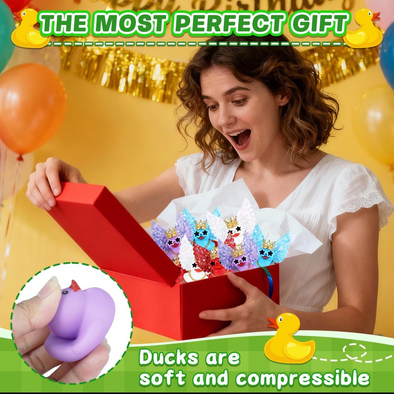 4pcs Angel Rubber Duck Car Decor with Glitter Wings (Purple/Blue/Red/White)