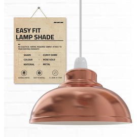 LEDSone Industrial Ceiling Pendant Light Shades, Retro Vintage Style Curvy Dome Shaped Pendant Lamp Shade for Pendant Ceiling Lights for Pubs, Cafes, and Restaurants (Rose Gold)