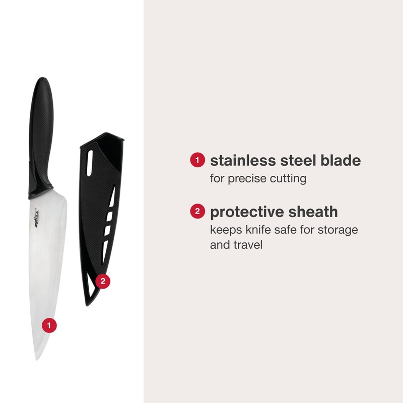 Zyliss Chef's Knife with Sheath Cover - Stainless Steel Knife