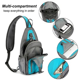 W WINTMING Sling Bag for Men Crossbody Sling Backpack Chest Bag Travel Hiking Daypack (Blue-Gray)