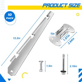 Tandefio 10 Pcs Barbed Wire Arm Extender for Wooden Fence Post, Flat or Surface Mount Barbed Wire Arm Extensions, Hot Dip Galvanized Steel Barb Wire Extension Arm Wall Mount Includes Bolts and Spanner