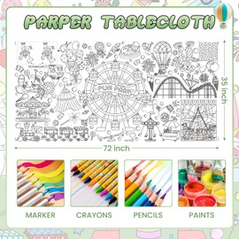 Giant Coloring Poster for Kids,35x72Inch Fun Park Drawing Paper Coloring Tablecloth,Versatile as Wall Décor or Table Cover,Jumbo Coloring Poster for Home Classroom Party Decorations Suppiles