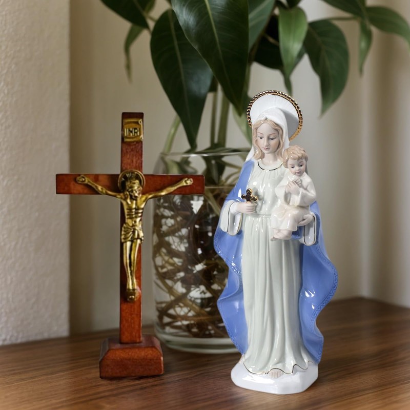 AMOYYT Virgin Mary Statue Christmas Decorations Indoor Tabletop Blessed Mother