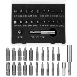 Gasea 22 Pcs Damaged Screw Extractor Set for Broken Screw HSS Bolt Extractor Stripped Screw Remover with Magnetic Extension Bit Holder and Socket Adapter Kit