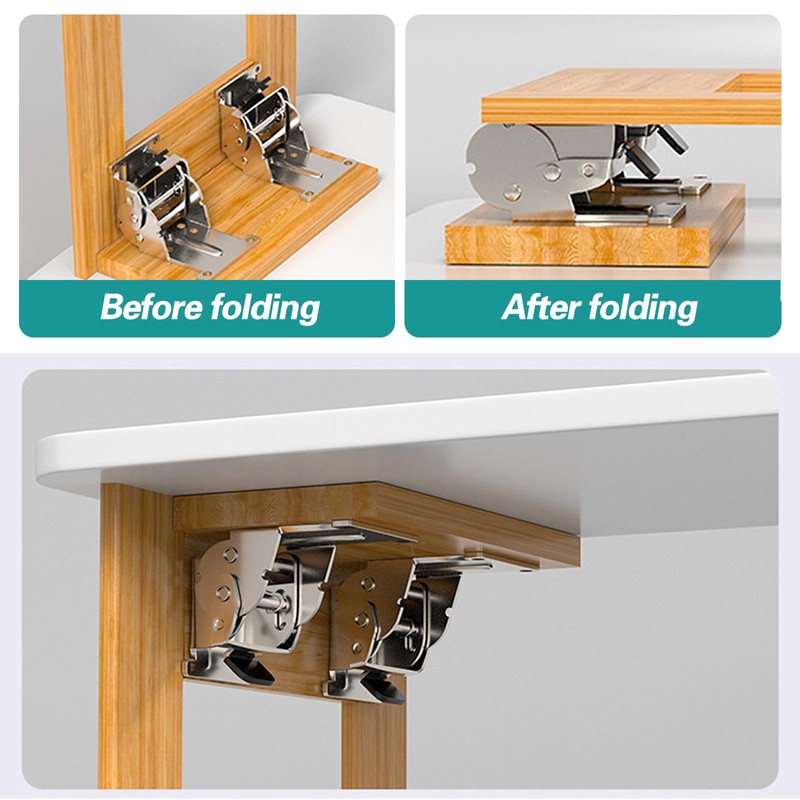Folding Hinge with Lock, Pack of 4 Table Legs, Foldable