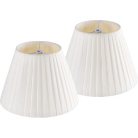 GO&SO 2 Pack Small Lampshades Beige&White Merge-Multicolor Fabric,5" Top x 9" Bottom x 6.4" Spider Pleated Empire Mpdern Lamp Shades for Table Lamp Wall Lamps,Replacement Shade,No Assembly Required